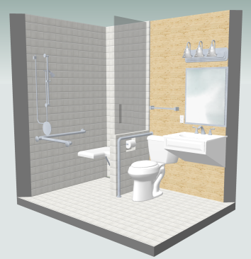 Rendering of the "after" image of the Universal Design Bathroom project in the Cost vs. Value report