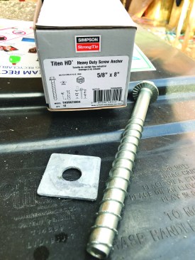 He used Titen HD structural bolts from Simpson Strong-Tie.