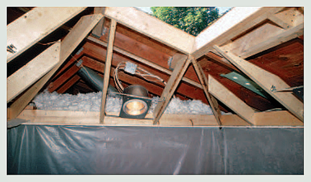 Figure 4. Recessed lights in the skylight well make it an important source of light and a visual focal point at night as well as during the day