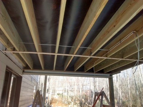 To finish the system, the gutter can be boxed in and the bottom of the joists covered with vinyl soffit.