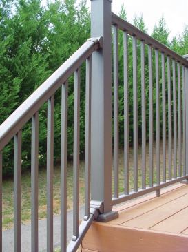 AFCO sells adjustable brackets to fit its standard square posts, as well as brackets for the fluted posts shown in the previous slide.