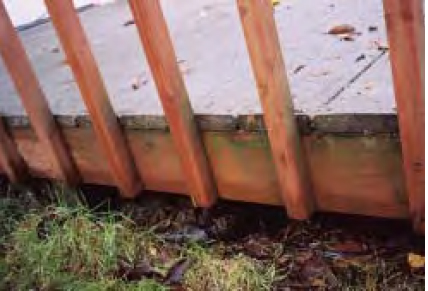Nailing balusters to the rim joist creates pockets.
