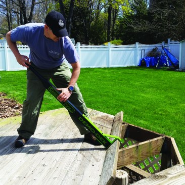 The Demo-Dek has a beefy laminated bamboo handle and an alloy steel jaw design that allows the tool to remove deck boards without relying on a joist or a beam for leverage.
