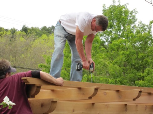 With all of the pergola parts prefabricated in the shop, actual installation went quickly.
