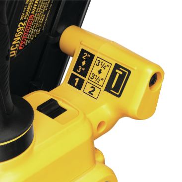 Two speed settings allow you to select the best flywheel speed for driving fasteners.