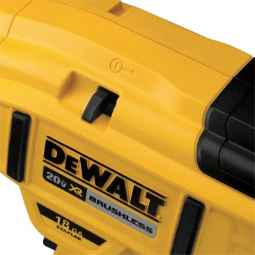 A slide action lever releases the driver pin when it gets stuck in the down position. 