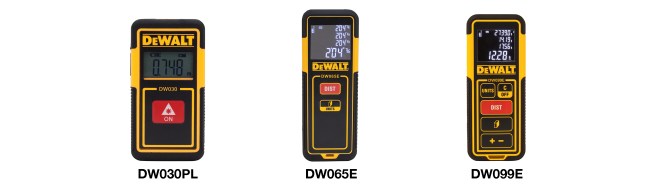 DeWalt has 3 new laser distance measurers available. The Bluetooth® Enabled 100 Foot Laser Distance Measurer model DW099S allows you to store measurements, mark up photos, and be able to save on the DEWALT® Tool Connect app. Cost: $100. The 65 Foot Laser Distance Measurer model DW065E DW065E is accurate within 1/8” at 30 feet. Cost: $50. The 30 Foot Pocket Laser Distance Measurer model DW030PL is pocket-sized and accurate 1/4” at 30 feet. Cost: $20