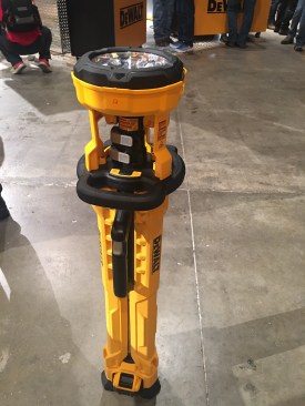 The LED cordless tripod light model DCL079 is compatible with both 20V Max and FlexVolt battery platforms and has a maximum output of 3,000 lumens. It will be available as a bare tool (DCL079B) for $199 or kitted (DCL079R1) with 6.0Ah battery and charger for $329.
