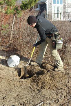A Diamond Pier footing head can be placed in a shallow hole, because deck loads aren’t actually supported by the soil beneath it. Instead, loads are transferred to the soil by pins driven through the pier.