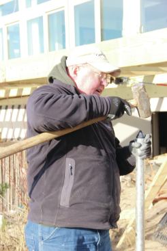 The pin piers come with plastic end caps that help the pin penetrate soil without filling up with dirt.
