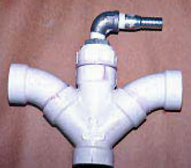 For connecting a dishwasher, a double-Y fitting with a galvanized reducer in the center hub works well