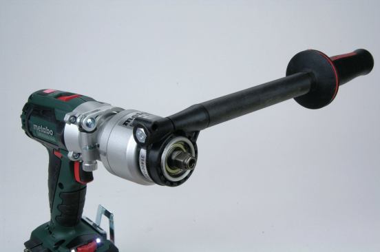 To achieve super power out of their cordless drills with removable chucks Metabo sells a unique torque multiplier attachment that triples the torque output. It accepts 1/4-inch hex bits and 1/2-inch sockets and features an extremely long handle to help you brace against the increased force.