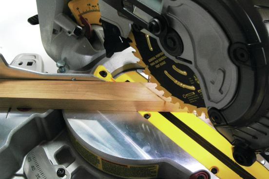 The DeWalt’s cut-line light generates a shadow of the blade where it will contact the wood, but unless it’s dark, it’s still easier to line up the saw teeth on your line.