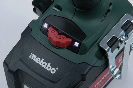 Metabo's electronic clutch changes the motor rpm along with the clutch setting to modulate torque delivery more accurately. Like other electronic clutches, it shuts the tool off as soon as the desired torque is reached. The circular icon at the low end of the scale is the brand's impulse mode setting which cycles the tool on and off rapidly for starting holes in metal or to improve a bit's grip on a stripped screw head. Rotating the dial to the top end of the scale moves it into drill mode.