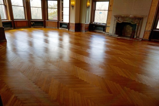 The author restored the floors in Henry and Clara Ford’s billiard room at the start of an extensive renovation to the Ford’s home, Fair Lane.
