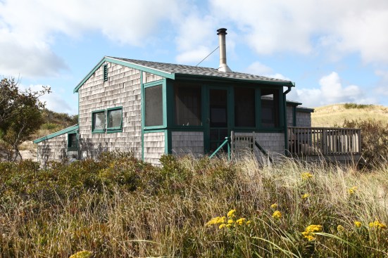 A view of the Fowler Dune Shack looking southwest. The screened in porch allows for maximum ventilation in the warmer months.