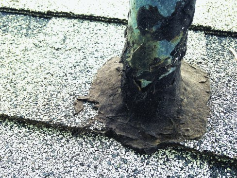 Roofing cement dries out and becomes brittle and will crack. Also, gaps and thin spots open up as the cement dries out and these essentially create funnels running straight into the roof assembly.