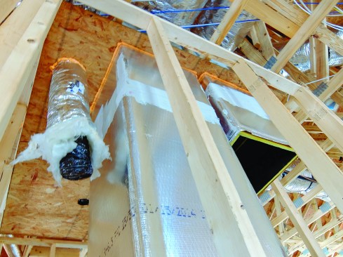 Ducts need to be sealed at the locations where they run from an attic or crawlspace into conditioned space.