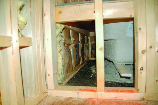 Behind tubs, framing is often left open.