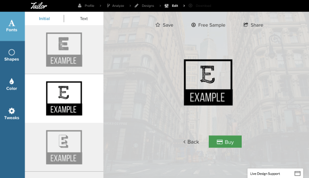 Tailor Brands' logo editor