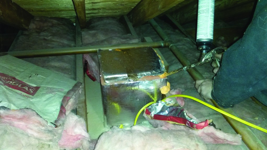Many older can lights of this type are not rated for contact with insulation. In that case, the repair involves building a sealed box of rigid foil-faced insulation around the fixture, making sure the box is large enough to provide the required air space.