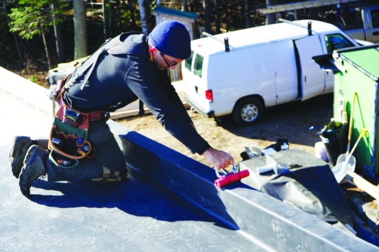 The author rolled a section of EPDM for better adhesion.
