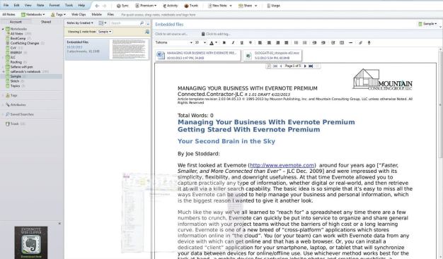 In addition to text and images, Notes can hold links to document, audio, and video files, and can display full content from PDFs.