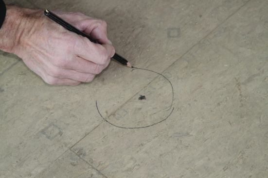 Ceiling boxes are a bit more difficult to locate because you can’t get your head above the sheet to eyeball the location.