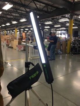 We hadn't seen or heard anything about this light until seeing it at the evvent. It's about 24" long and has a 16' long cord with integral cord-wrap. The light produces 1500 Lumens at 5000 K. You can hold it in your hand for inspecting drywall and paint finish, or mount it on a tripod using a dedicated tripod accessory. Cost: $300