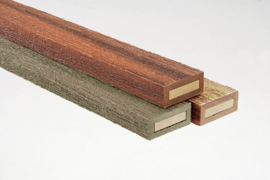 Fiberon composite fence rails are reinforced with wood cores.