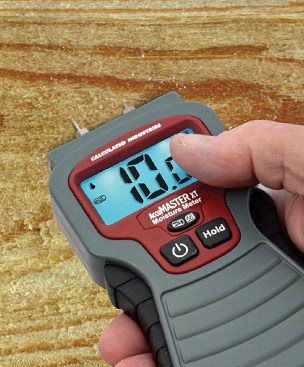 The author recommends an affordable pin meter like this as a starting point for someone beginning to develop a habit of checking moisture content.