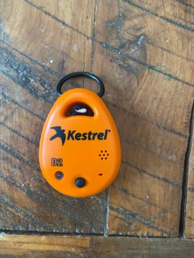 The author also uses a pair of smaller, Kestrel D2 sensors for measuring the humidity ratio at various elevations in a room. 