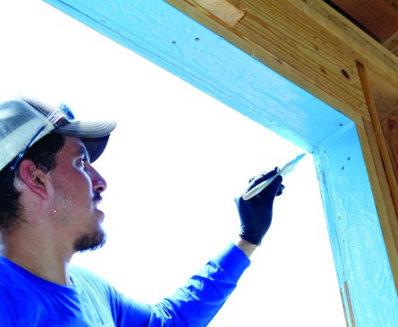 The goal is to create a seamless membrane that covers the entire jamb, all
surfaces of the recessed opening ...