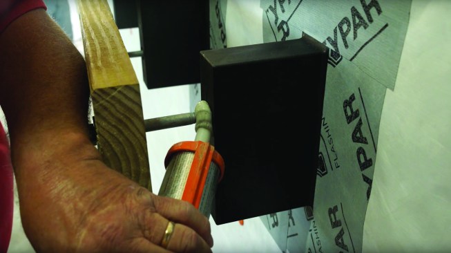 BR Brick Brackets are connected to the rim joist with 1â2-inch-diameter through-bolts. The bolt hole is filled with sealant prior to installing the bolt to prevent water intrusion.