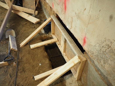 A variety of forms are used, depending on the depth of the foundation extension and width of the footing, as specified by the engineer.