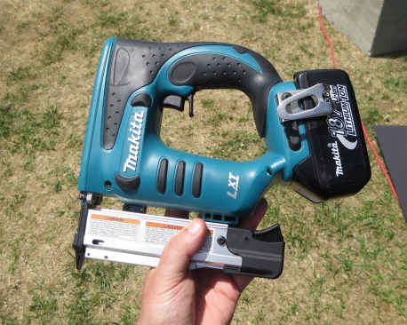 The new pinner is about the size and shape of a cordless jigsaw.