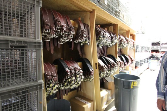 You've probably heard the phrase "belt and suspenders". Well here they are, belts and suspender straps ready for shipping.