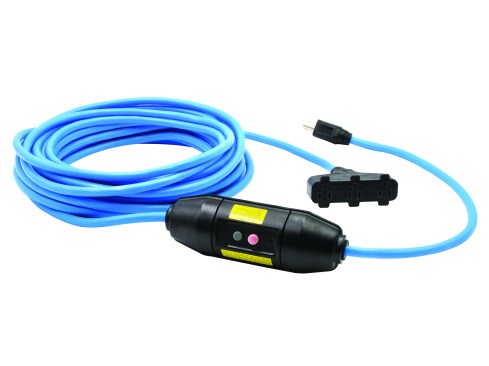 Check the panel on your temporary power first to see if it is GFCI-protected. If it isn’t, then see if the quads are. And if those aren’t, cords like this Bad Ass Extension Cord (above) now come with in-line GFCI protection.