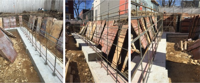 Rebar and forms in place as the JB Concrete Foundations crew starts forming up the walls.