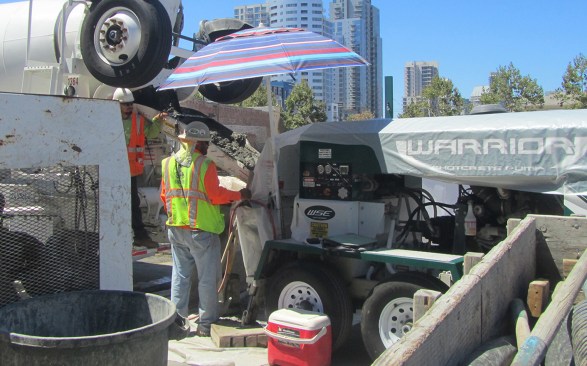 Shade for workers should be located as close to the work area as is feasible.