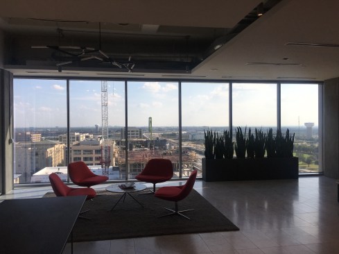 Dallas is the 5th largest construction market in the U.S., as was evident out of just about every window aligning the company's offices. The office space occupies three floors of a large office building in Plano, Texas. 
