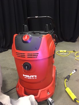This is Hilti's most powerful wet/dry vac, delivering 300 CFM in a 17-gal tank capacity. It has auto-filter cleaning and sells for $1499.