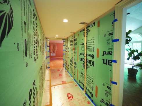 Foam board works well for protecting walls.