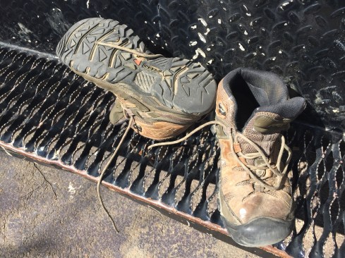 Laces and overmolded toe box shoe no signs of significant wear. The heel had worn down a bit.