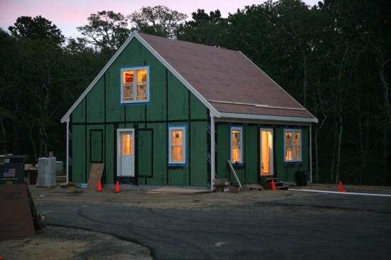 6a Day two. Work lights at dawn already give the house that welcome feeling of home.