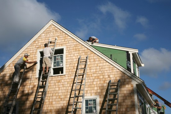 8:26a Painting crew digs in filling holes, sanding, caulking and prepping for the finish paint.