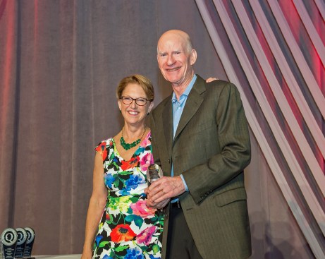 Paul Winans stands with Victoria Downing at the Awards Gala in Orlando, Fla., in September. Prior to retiring as a facilitator for Remodelers Advantage, he was presented with a lifetime achievement award.