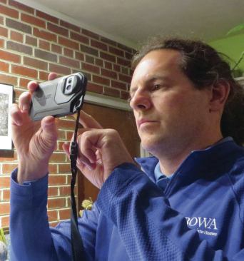 The author at work with the Flir C2 , which is only about as big as a smartphone.