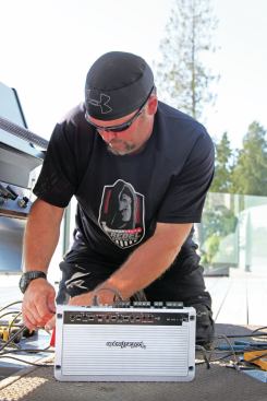 At the heart of the sound system is a Rockford Fosgate Prime M600 marine-grade 5-channel amplifier, paired with a matching Bluetooth receiver. Since the components operate on 12-volt DC power rather than 110-volt house current, a converter/charger sized to match the amp is also required to power the system. 