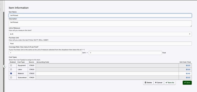Stack comes preloaded with a range of items, but users can modify them, as well as define new ones